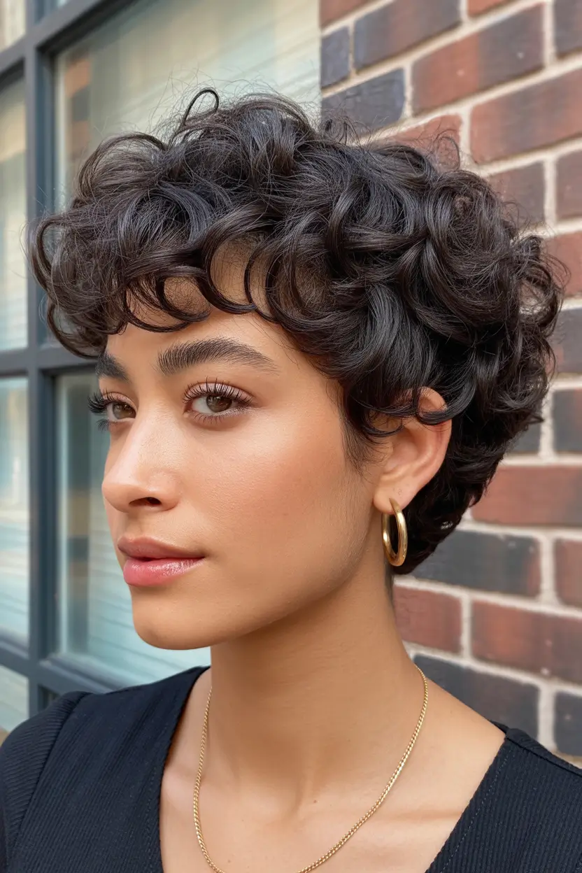 short Hairstyles Soft Curly Crop With Airy Bangs