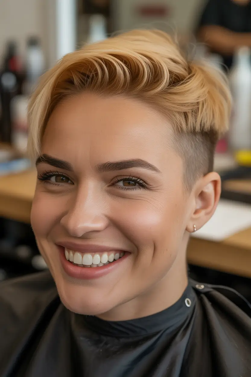 short Hairstyles Blonde Undercut Pixie With Lifted Front Sweep