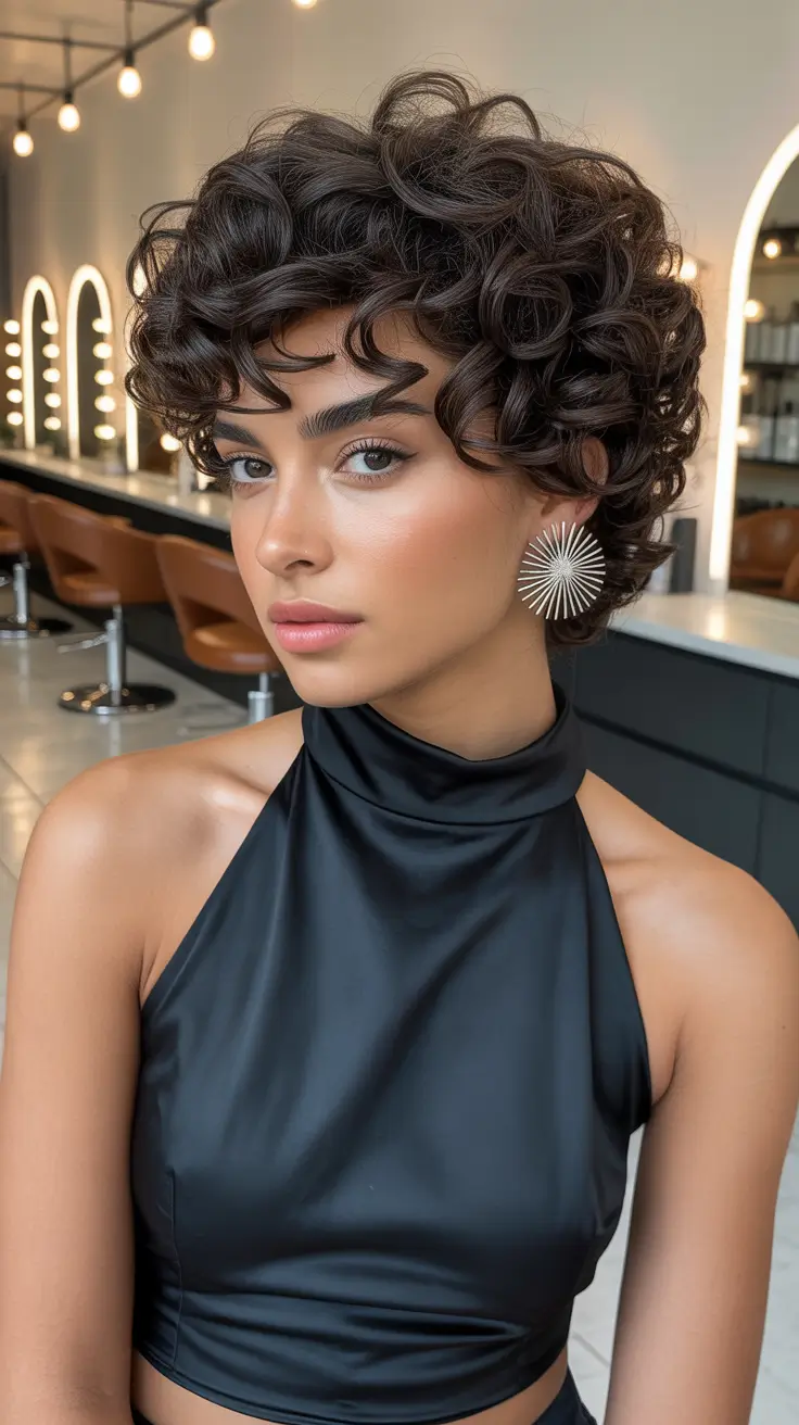 short Hairstyles Voluminous Curly Halo With Sculpted Edges