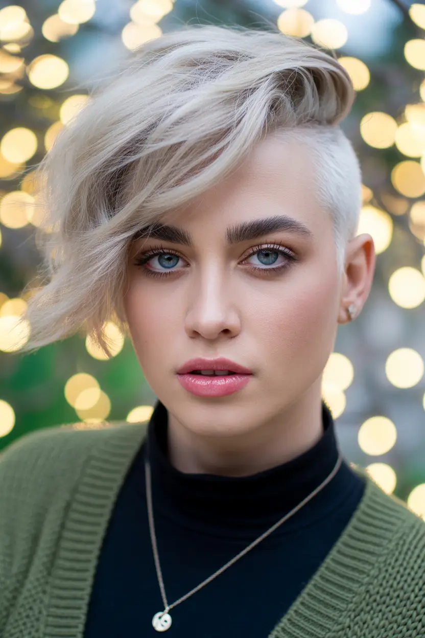 short Hairstyles Platinum Undercut Wave With Long Swept Front