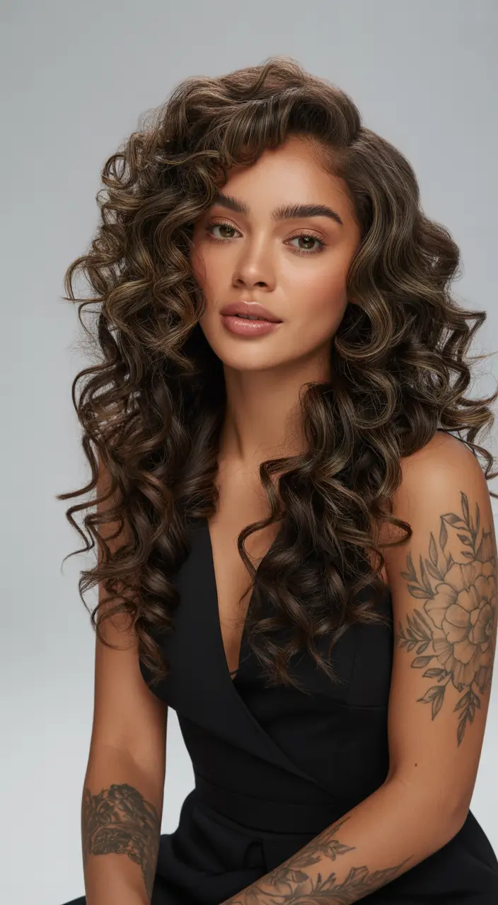 curly hairstyle Glamorous Curly Volume With Deep Side Part