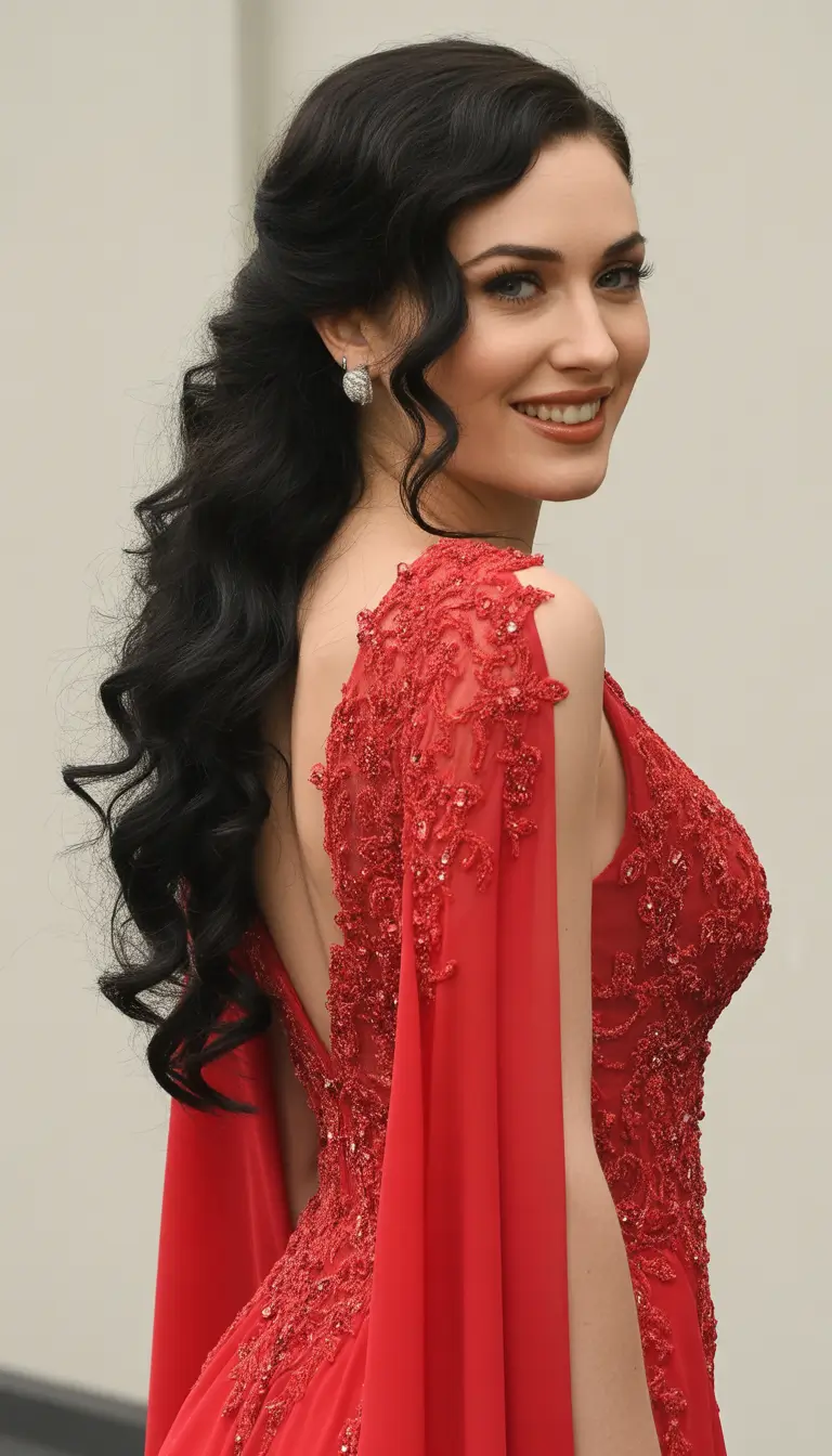 curly hairstyle Classic Old-Hollywood Waves With Curly Lengths