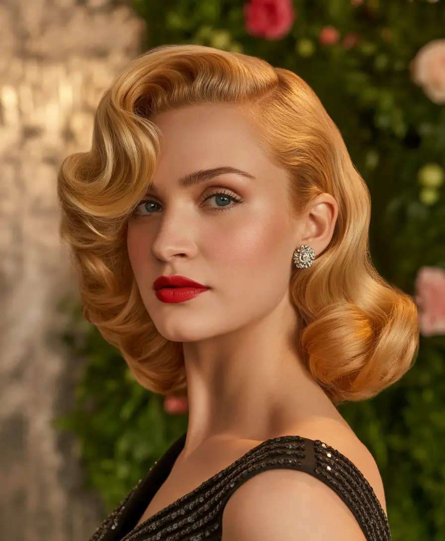 curly hairstyle Vintage Curled Bob With Sculpted Ends