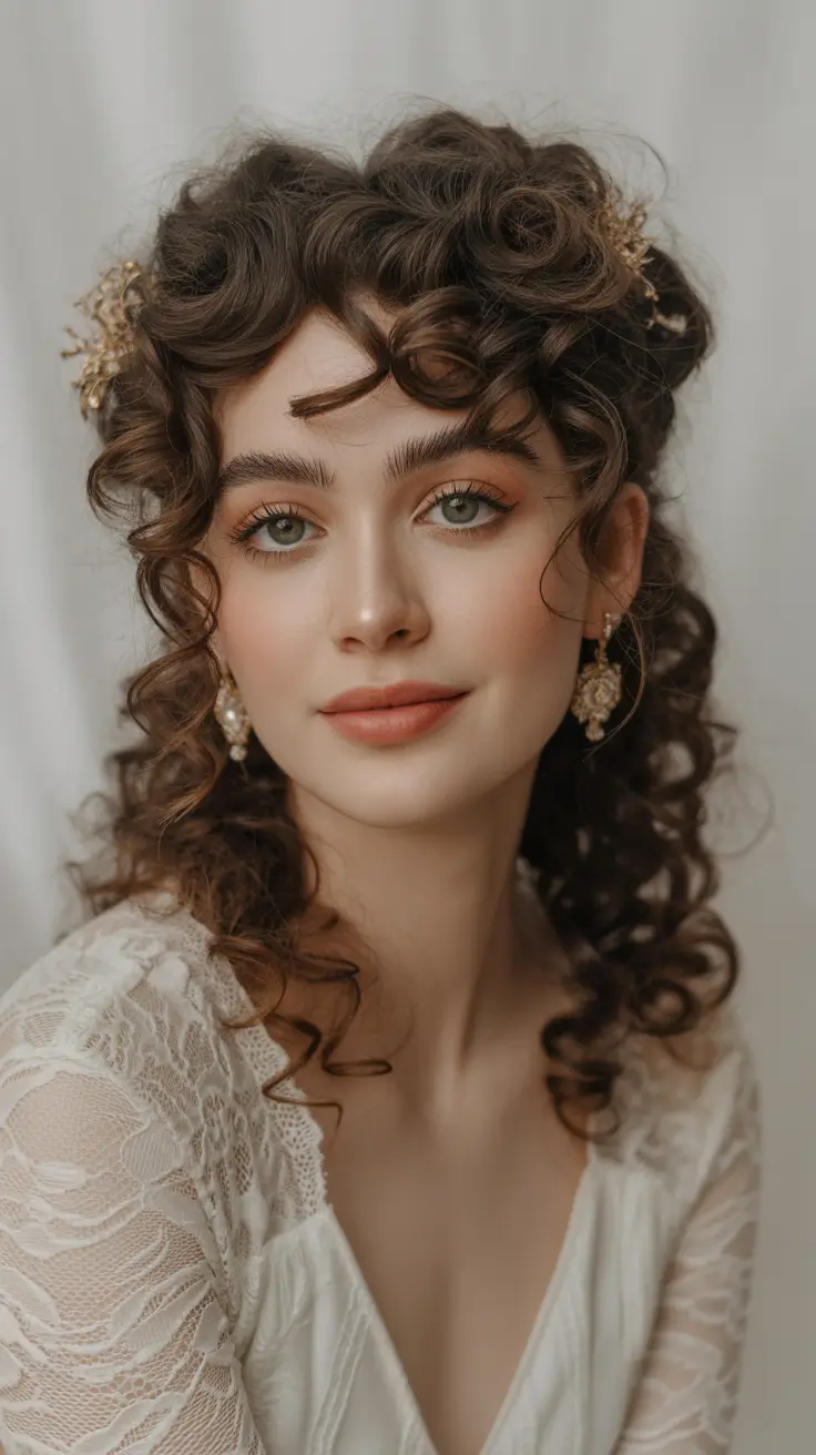 curly hairstyle Romantic Half-Up Curly Style With Soft Twists