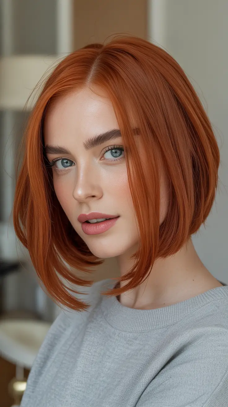 bob hairstyle Soft Pumpkin-Spice Bob With Face-Framing Movement