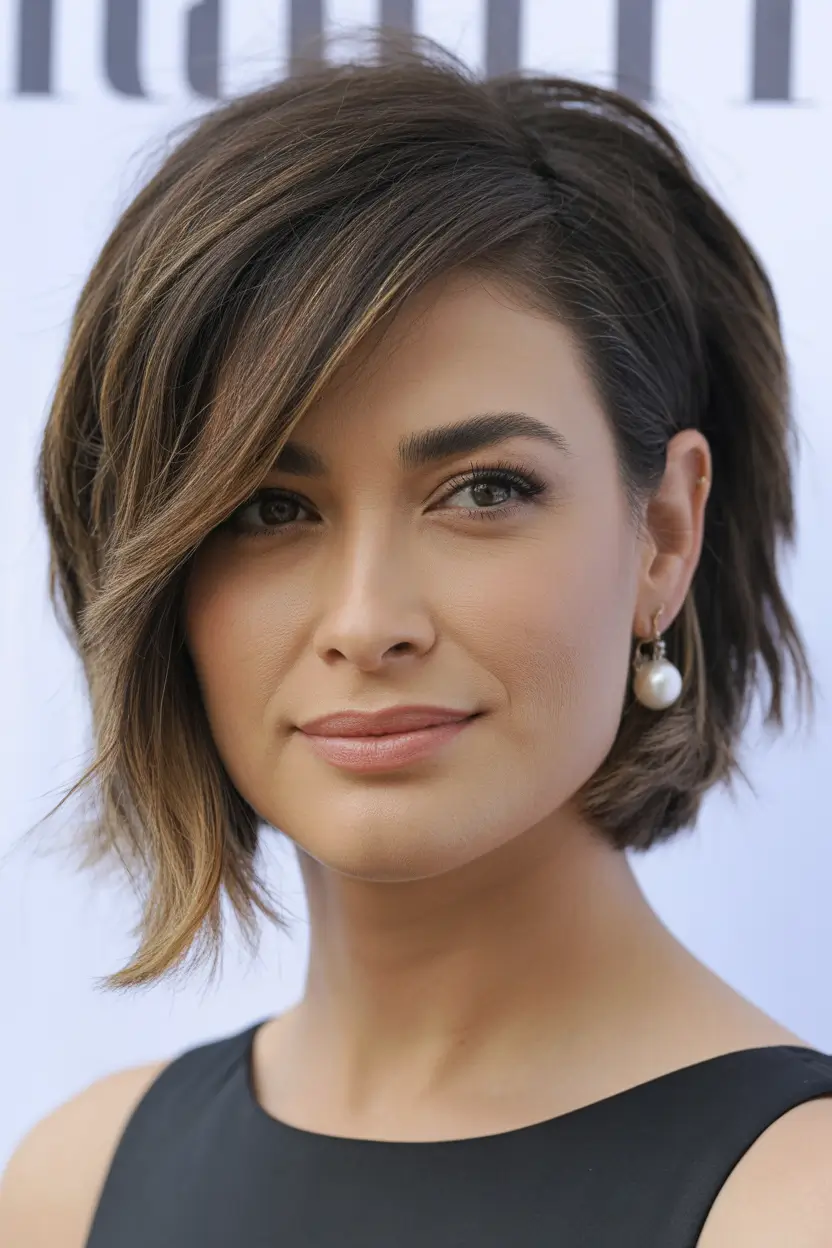 bob hairstyle Choppy Textured Bob With Sunlit Dimensional Highlights