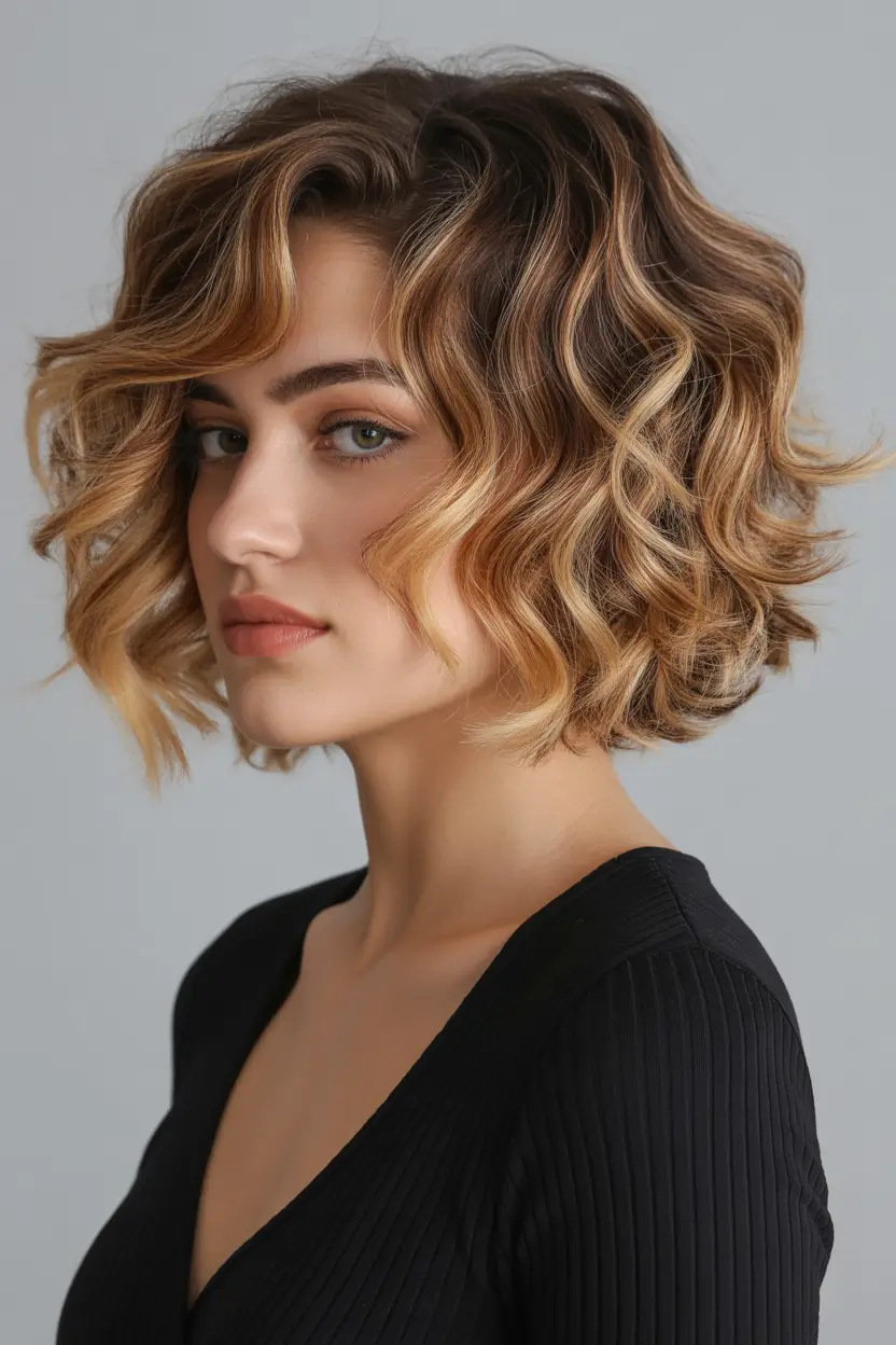 bob hairstyle Curly Honey-Blend Bob With Playful Bounce