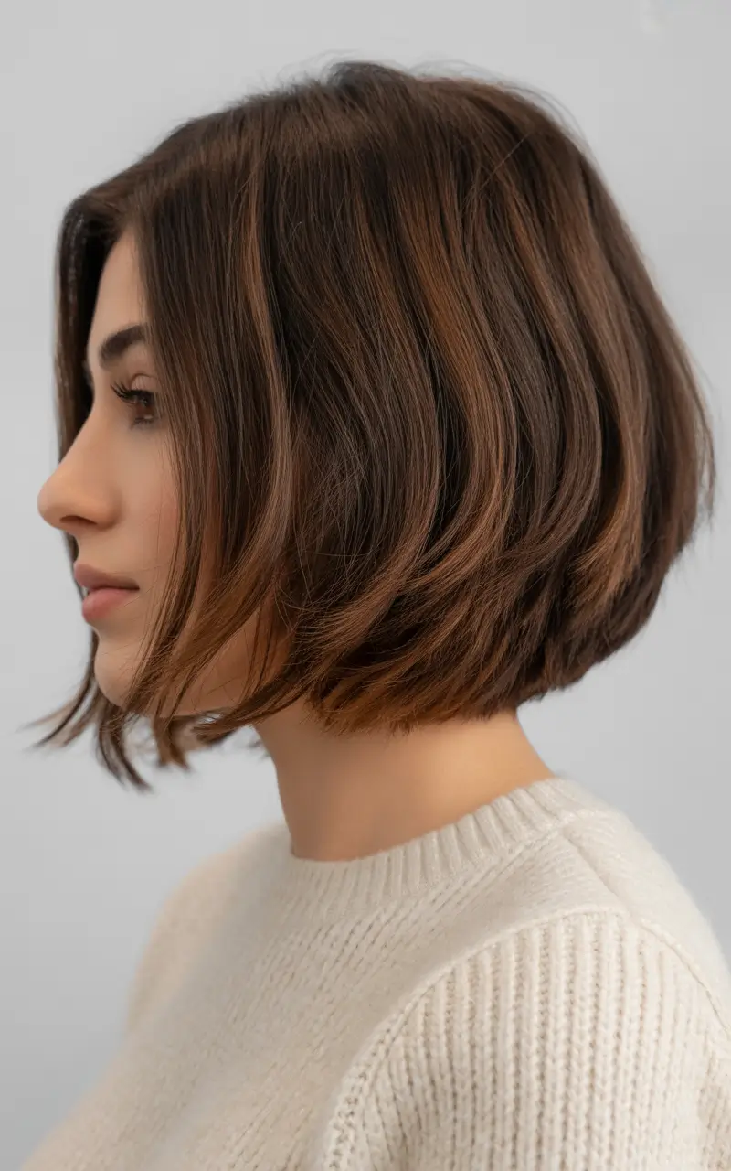 bob hairstyle Warm Layered Bob With Soft Volume and Natural Flow