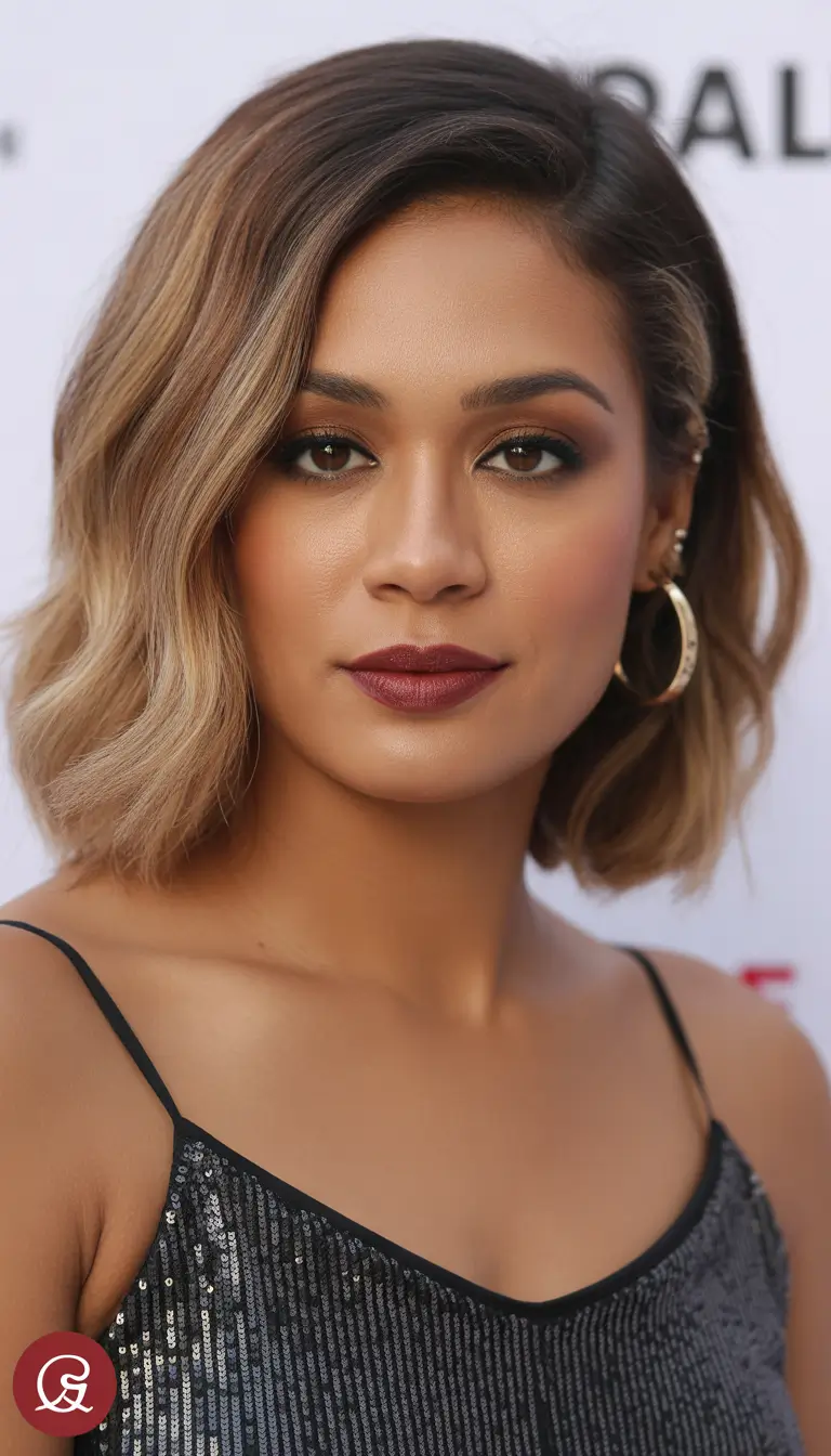 hairstyle black women Bold Side-Part Bob with Lived-In Waves