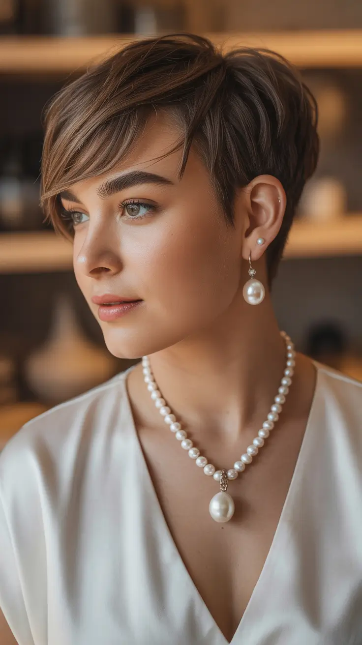 pixie haircuts Elegant Pearl-Toned Pixie With Graceful Taper