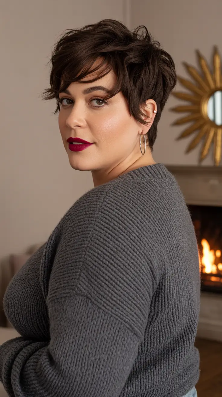 pixie haircuts Deep Brunette Pixie With Soft, Voluminous Texture