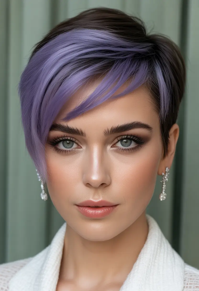pixie haircuts Smoky Violet Pixie With Sleek Side Sweep