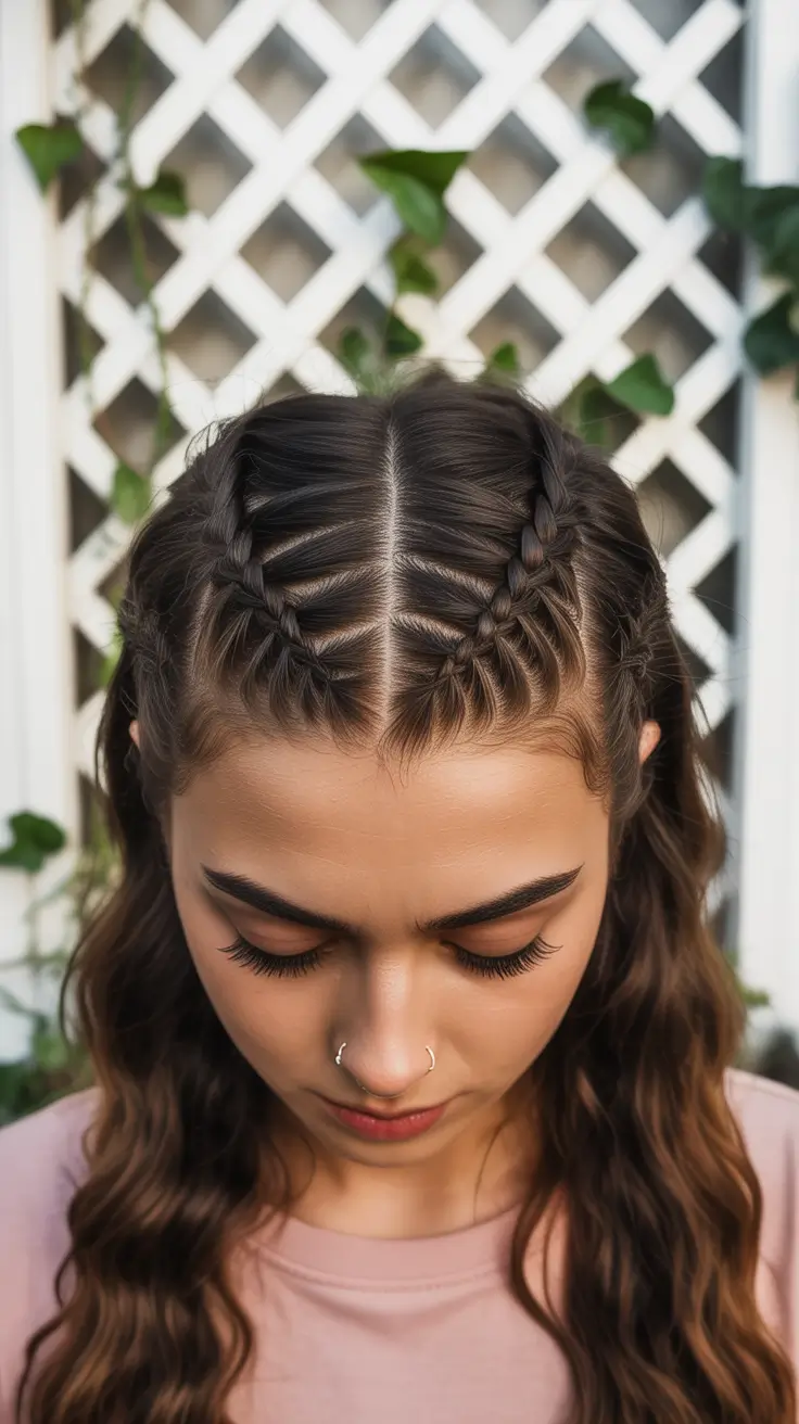 braids-hairstyle-Spring-Crowned-Mini-Dutch-Braids