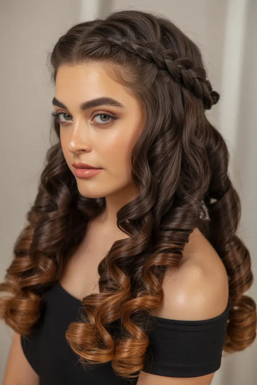 braids-hairstyle-Spiral-Curls-With-a-Side-Braided-Headband