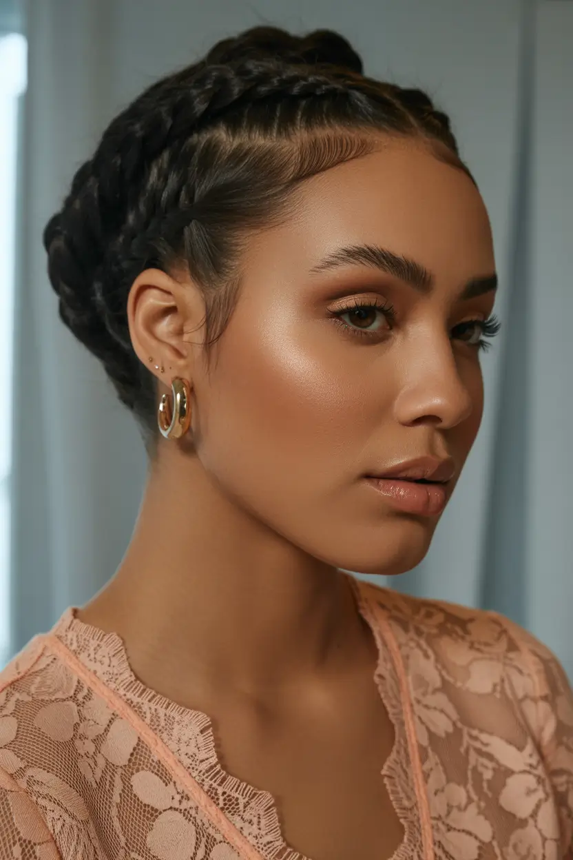 braids-hairstyle-Classic-Braided-Updo-With-Sleek-Edges