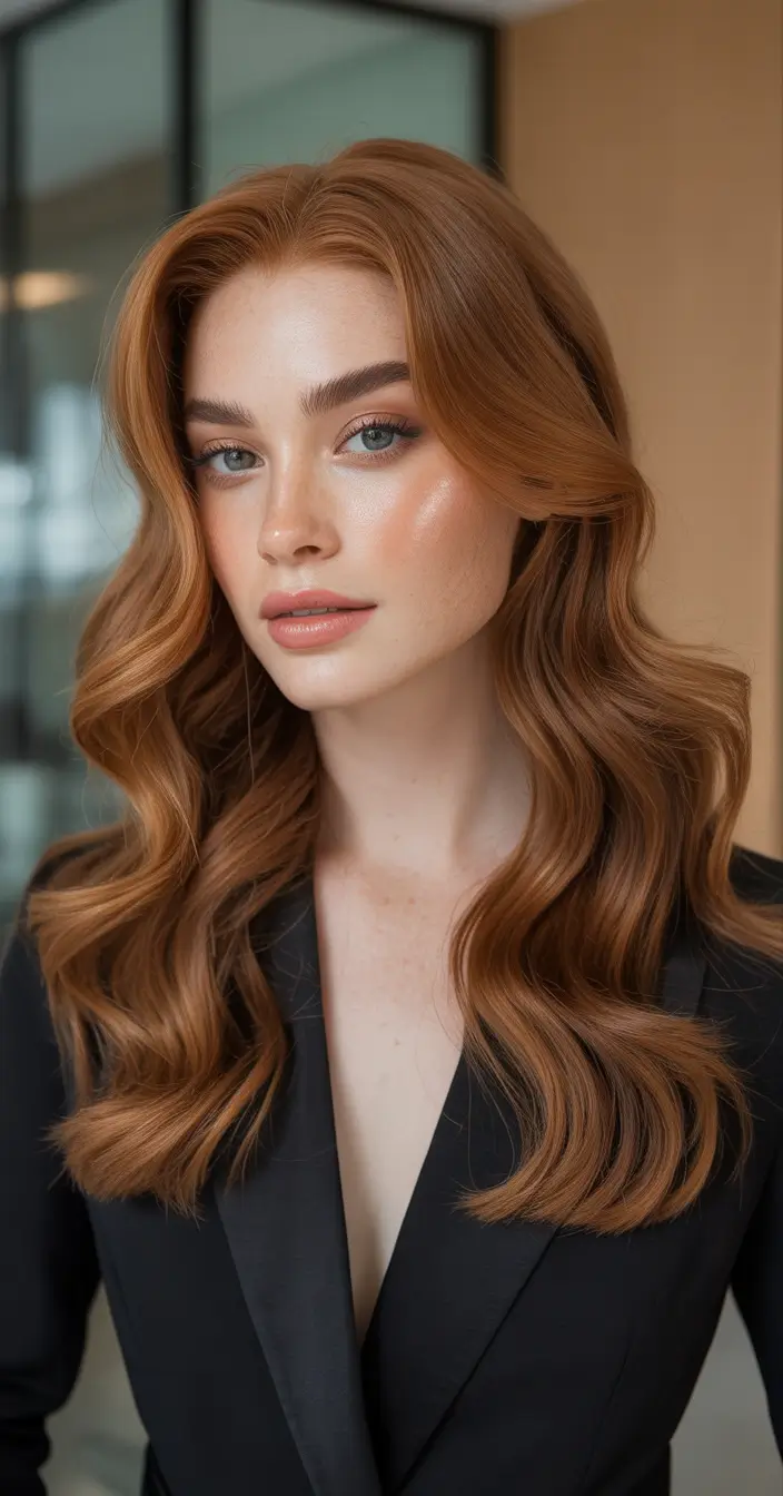 easy hairstyle Retro-Inspired Ginger Waves With Sculpted Volume