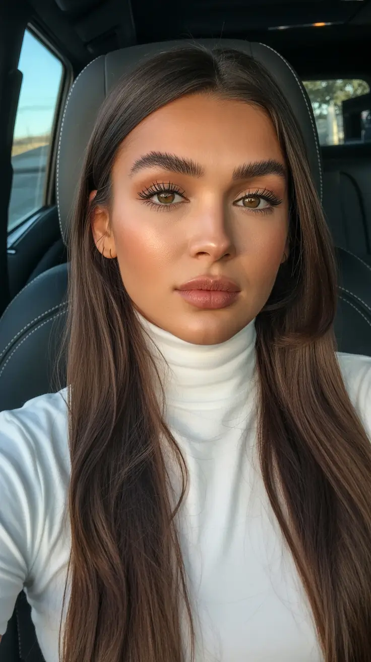 easy hairstyle Ultra-Sleek Espresso Lengths With Minimalist Shine