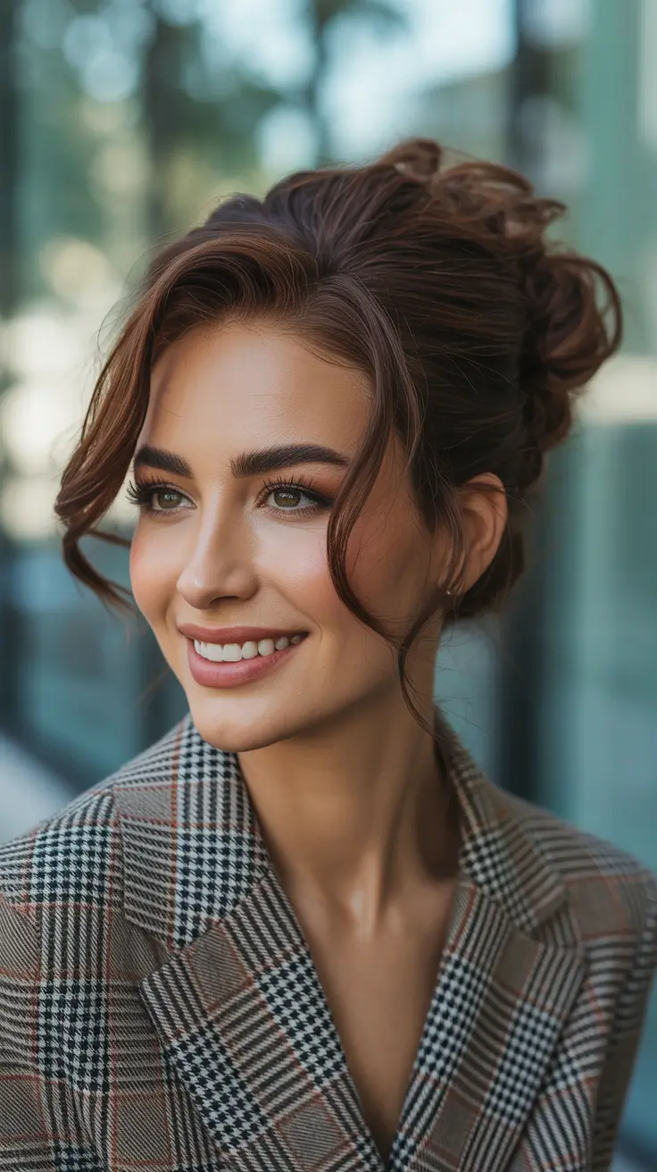 easy hairstyle Textured Updo With Face-Framing Pieces