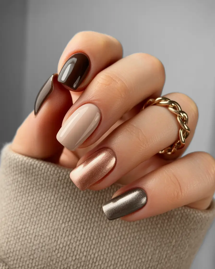 nails desig Molten Metals and Espresso Neutrals for a Modern Chic Mix
