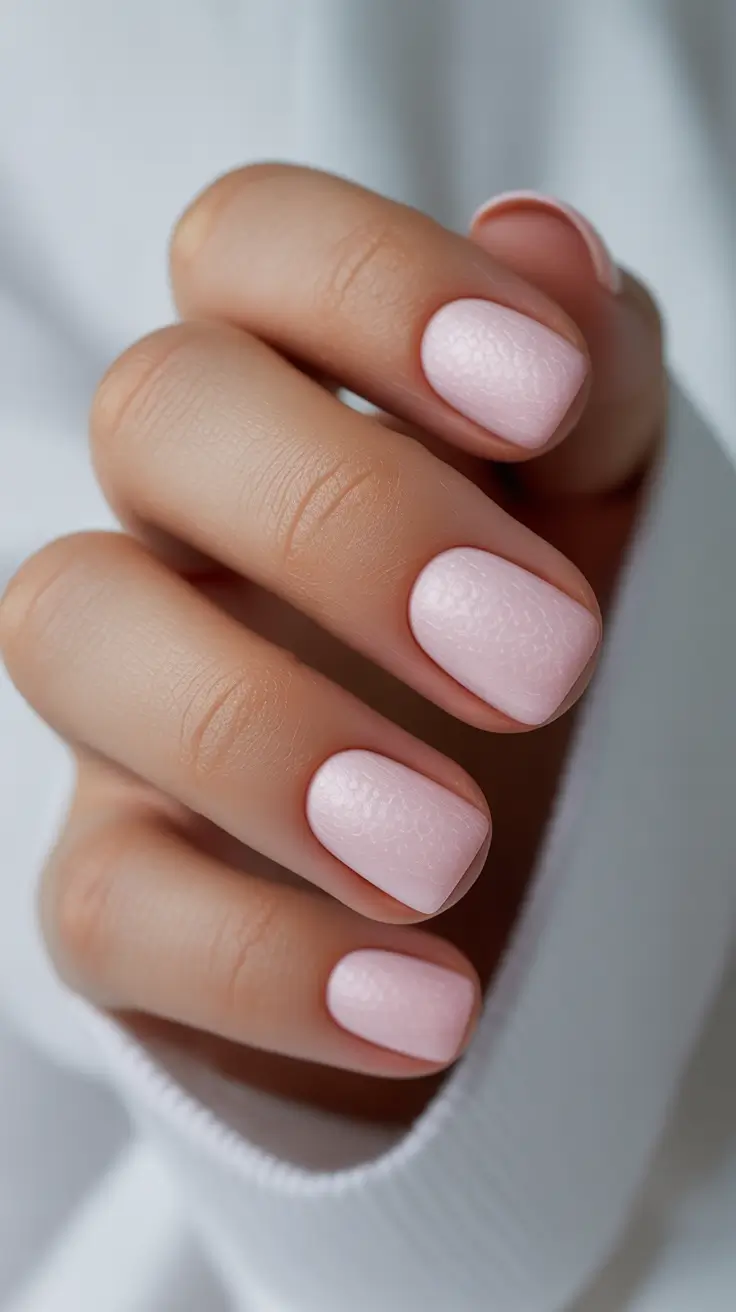 nail colors Soft Pink Short Nails with Natural Texture