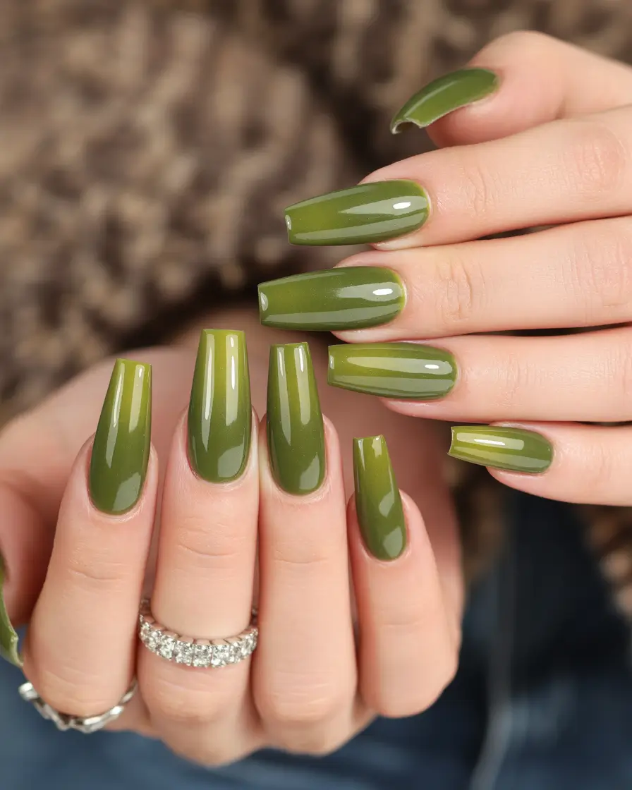 nail colors Olive Green Glossy Solids
