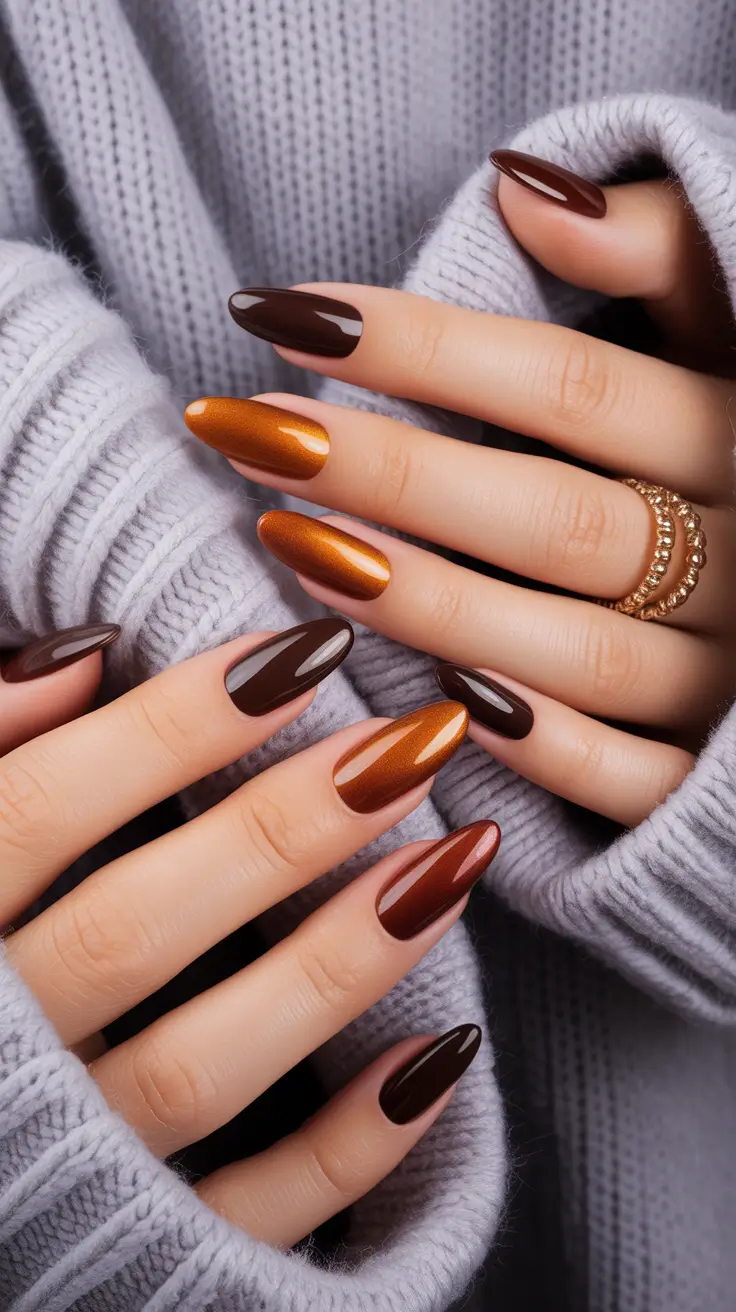 nail colors Chocolate and Bronze Metallic Mix