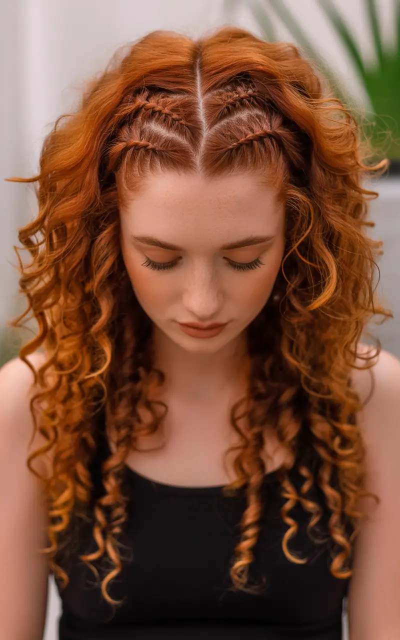 Hairstyles ideas Mini Twist Braids on Defined Ginger Curls