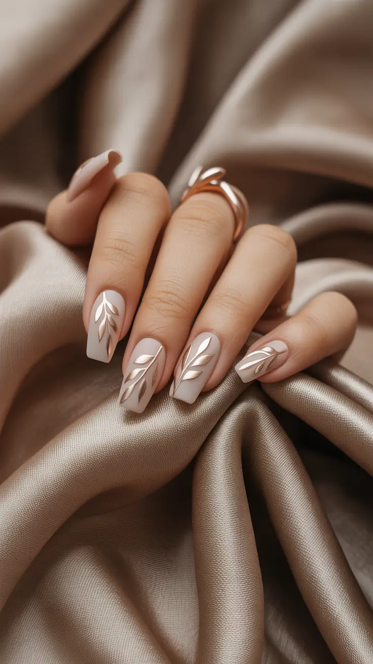nails-inspo-Champagne-Leaf-Elegance-in-Soft-Metallics