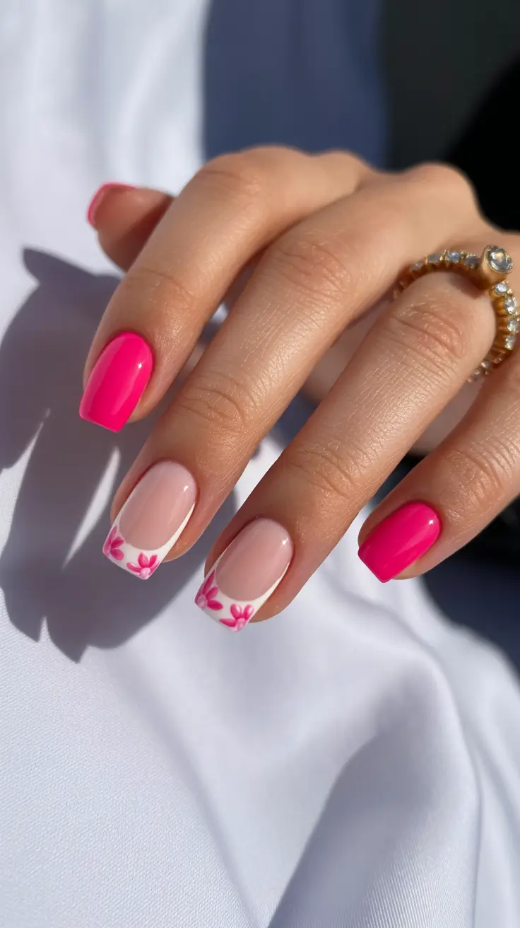 pink nails Short Simple