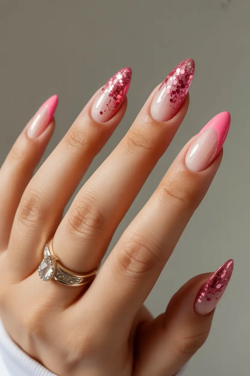 pink nails Light Chrome