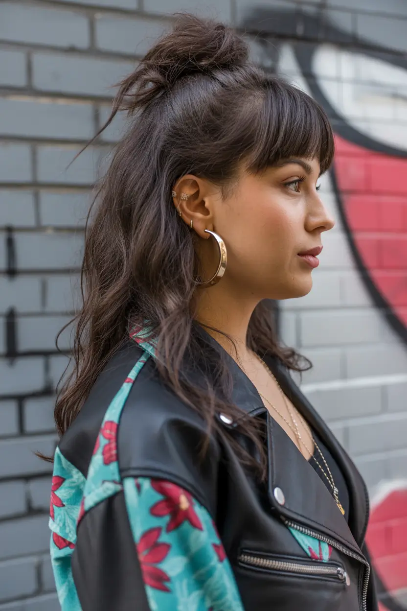 quick hairstyles Soft Half-Up Texture With Fringe