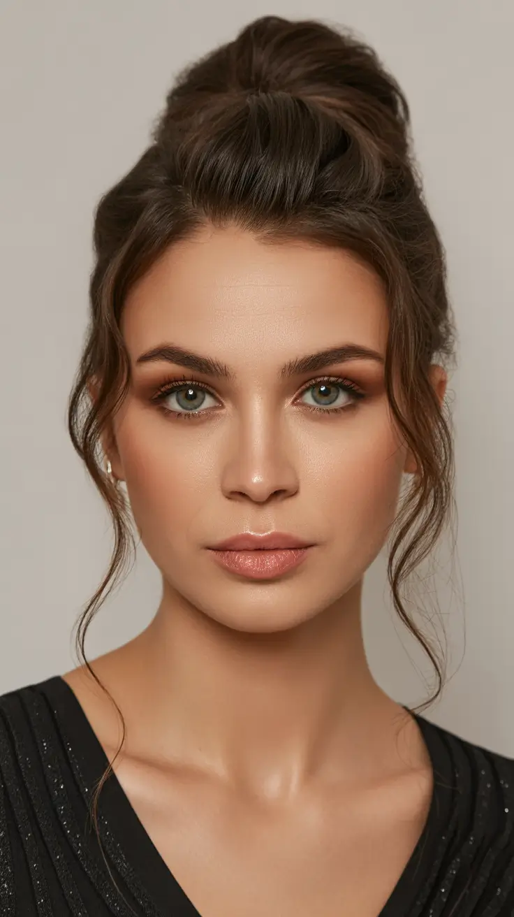 quick hairstyles Soft Top Knot With Loose Romantic Strands