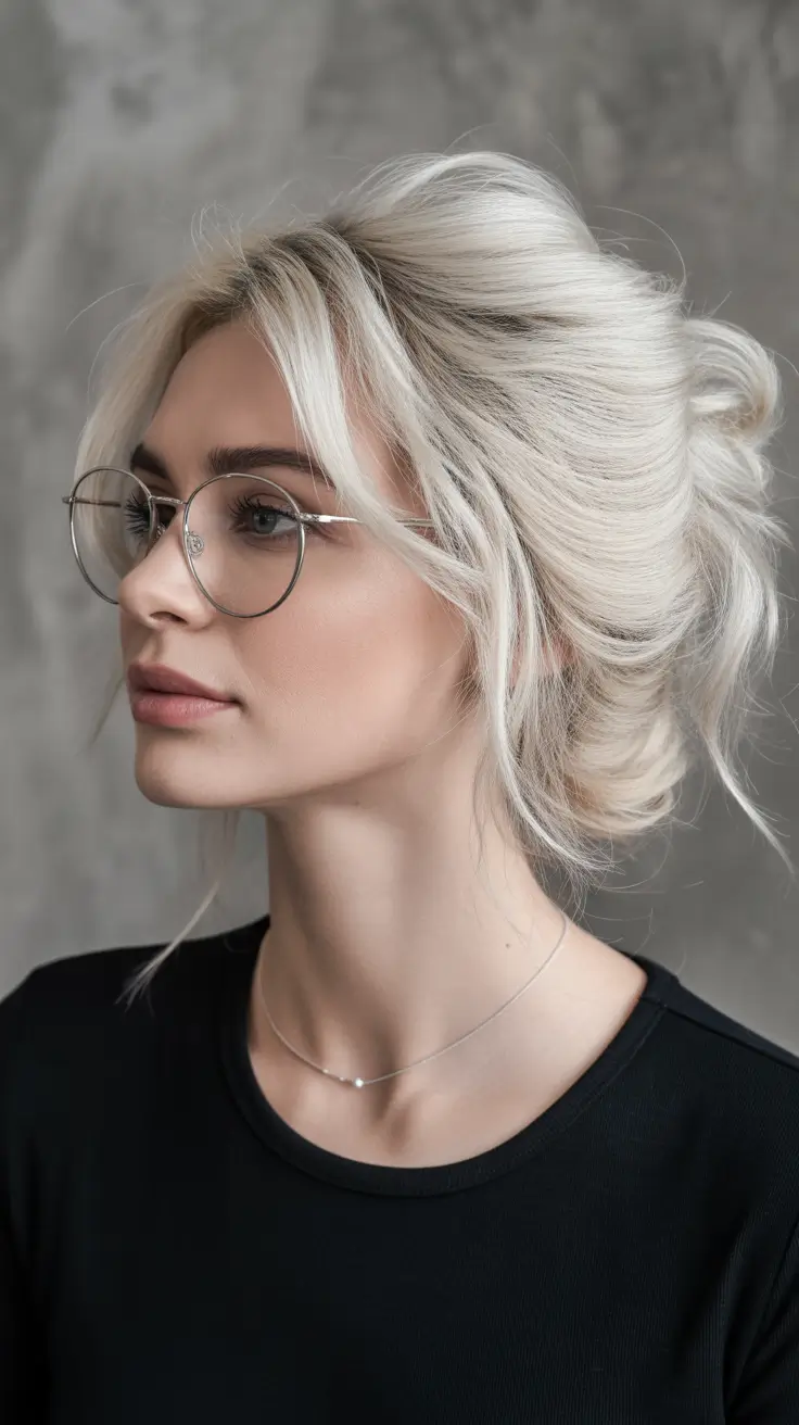 quick hairstyles Soft Blonde Messy Updo With Floating Strands