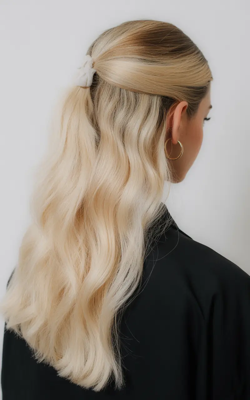 quick hairstyles Polished Blonde Half-Up Flow