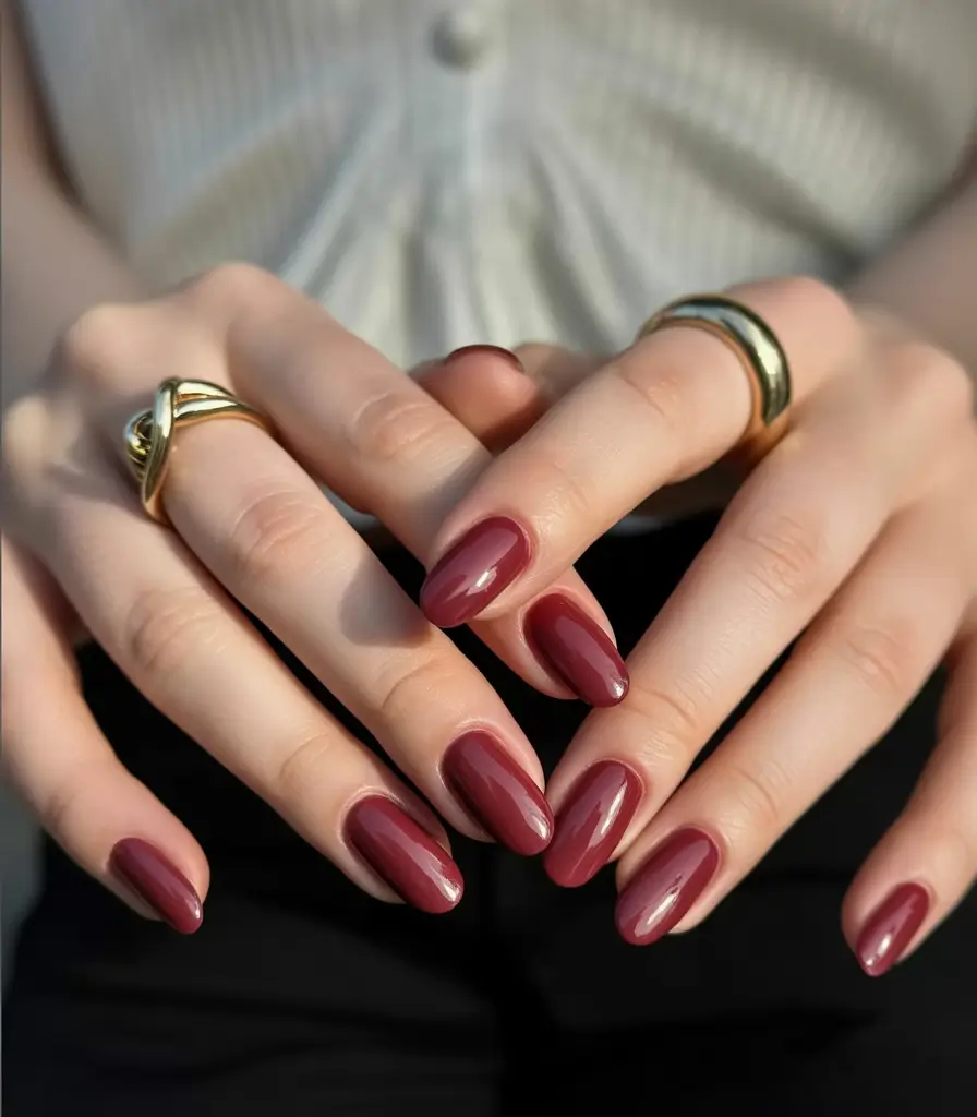 short almond nails Deep Wine Minimalism That Never Misses