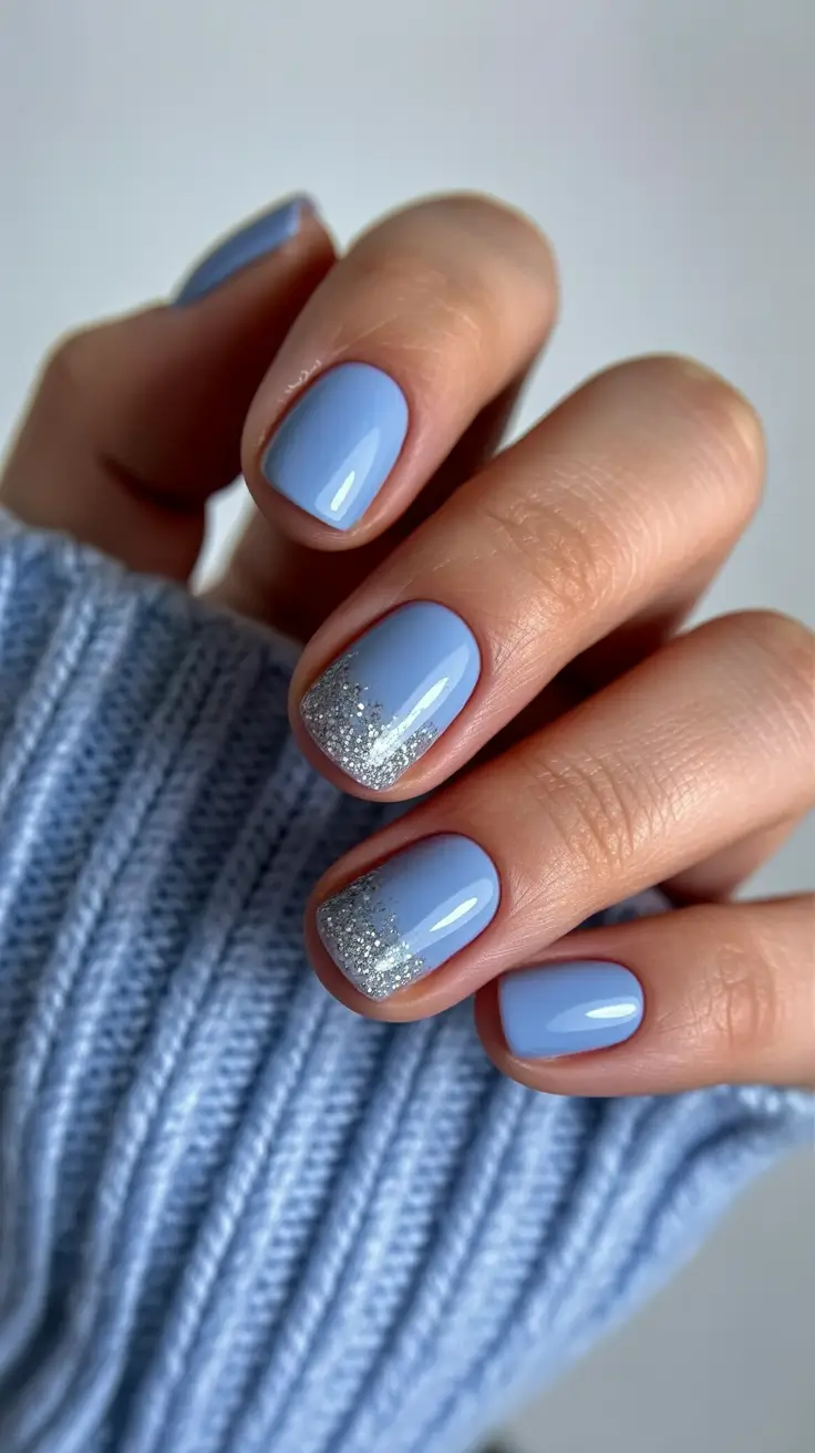 23 short nail designs 2026 Powder Blue Calm With a Spark of Confidence