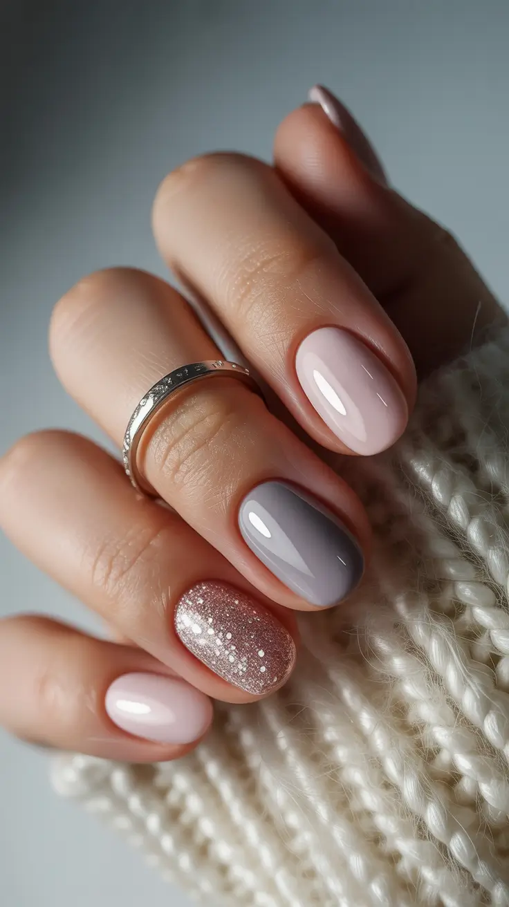 23 short nail designs 2026 Soft Neutrals With a Rose-Gold Glow Accent