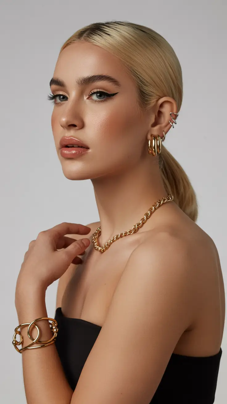 straight hairstyle Elegant Blonde Low Pony With Smooth Minimal Finish