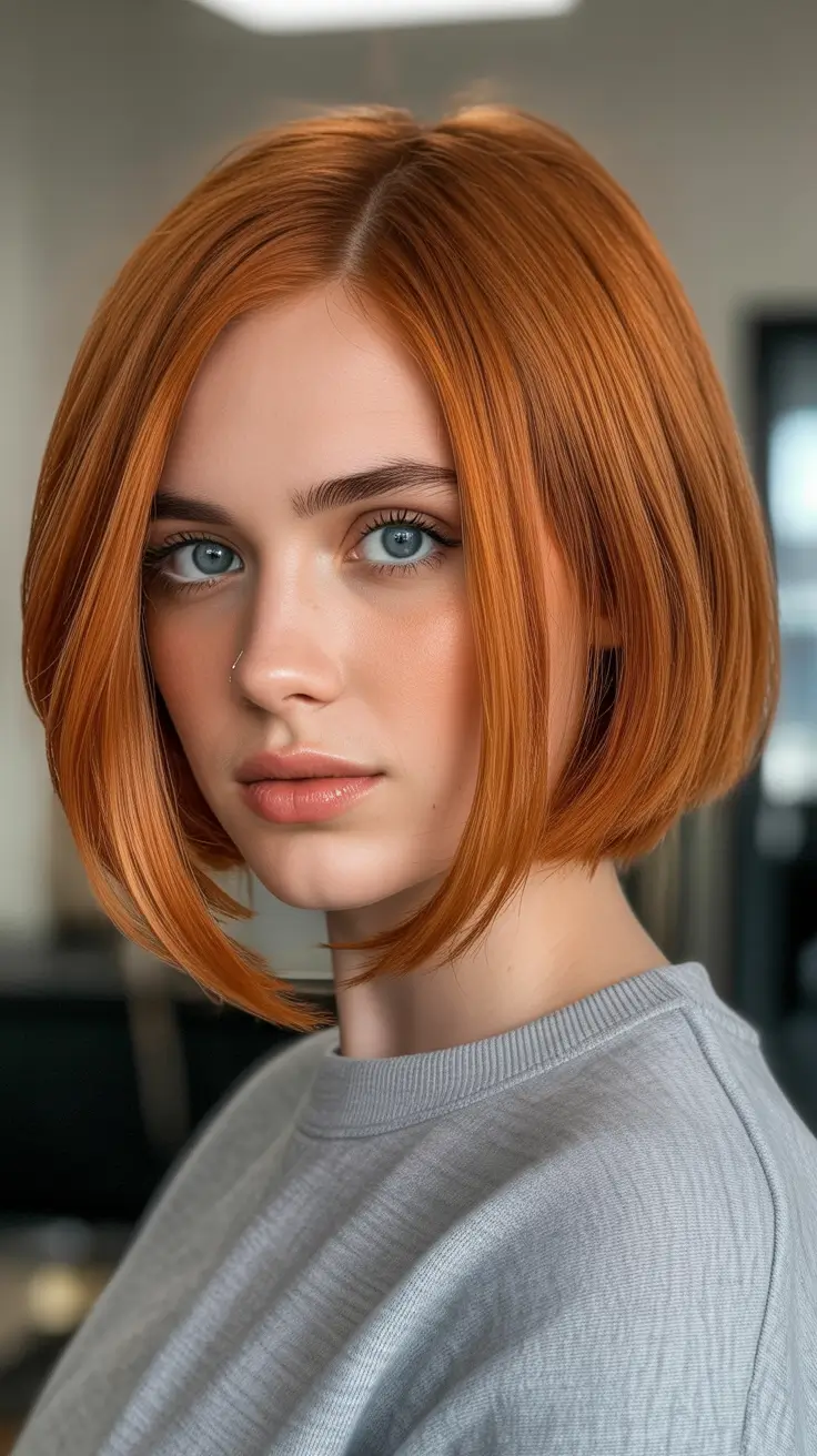 bob haircut Classic Copper Bob with Sleek Ends