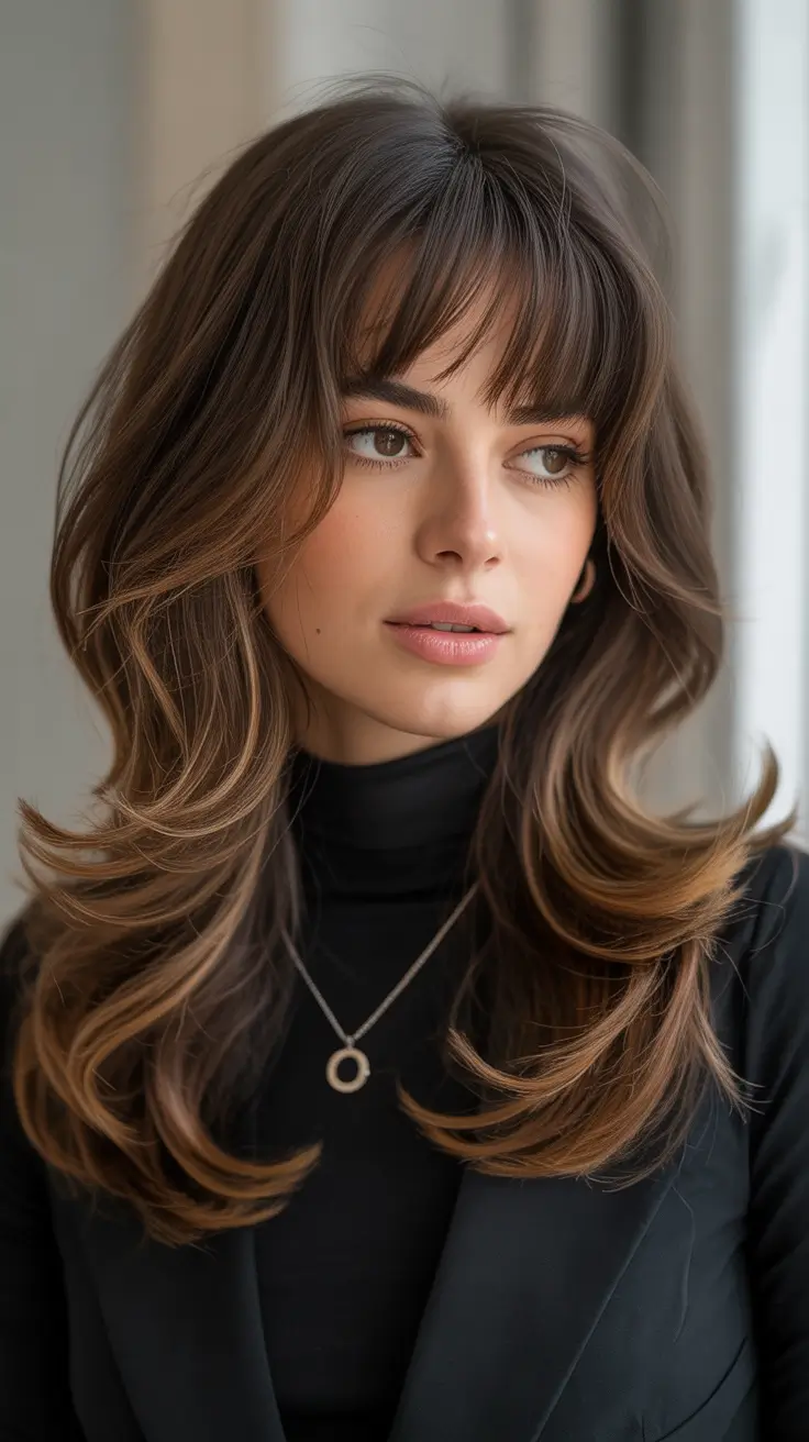 haircut Luxurious Long Layers With Wispy Curtain Bangs