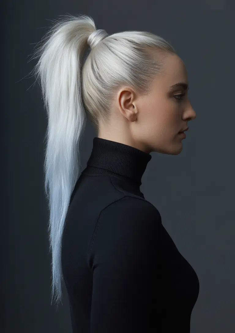 ponytail hairstyle The Elevated Ice-Pearl Pony