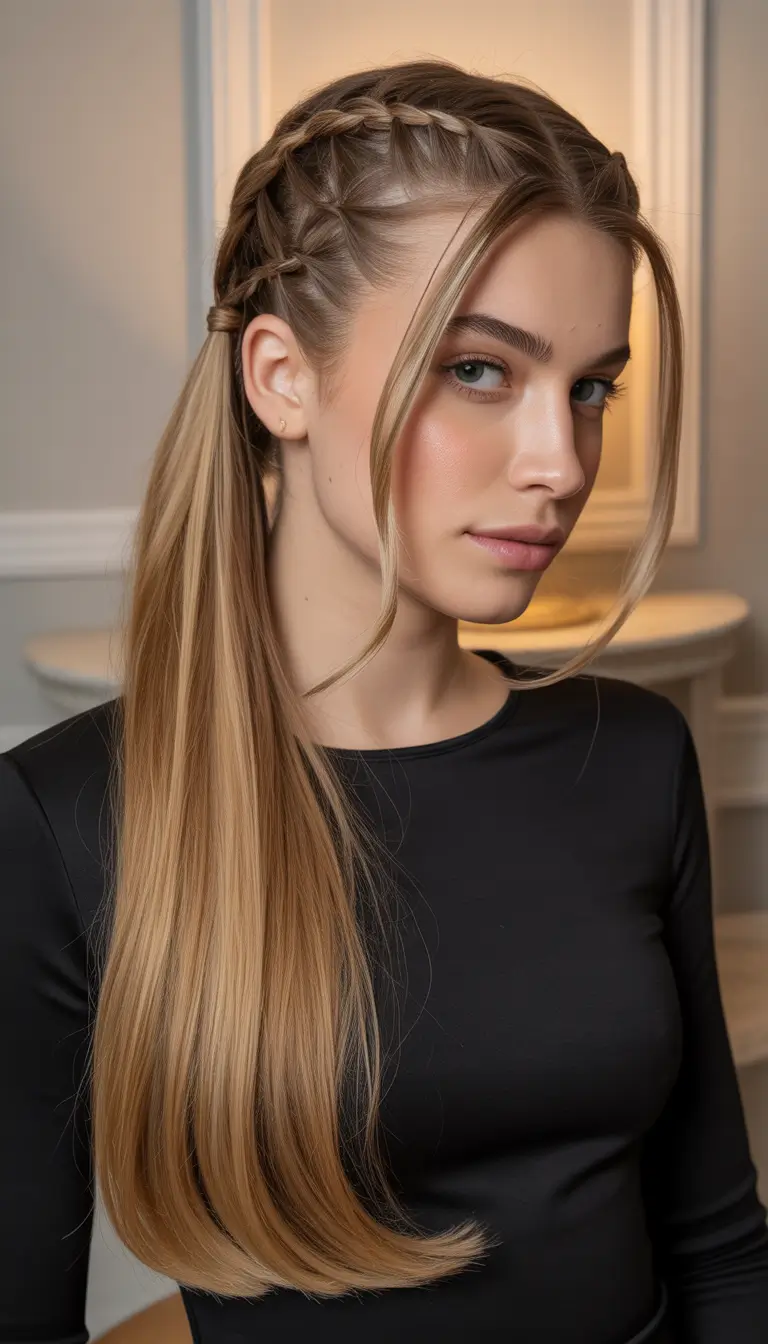 ponytail hairstyle The Dual-Braid Soft-Length Pony
