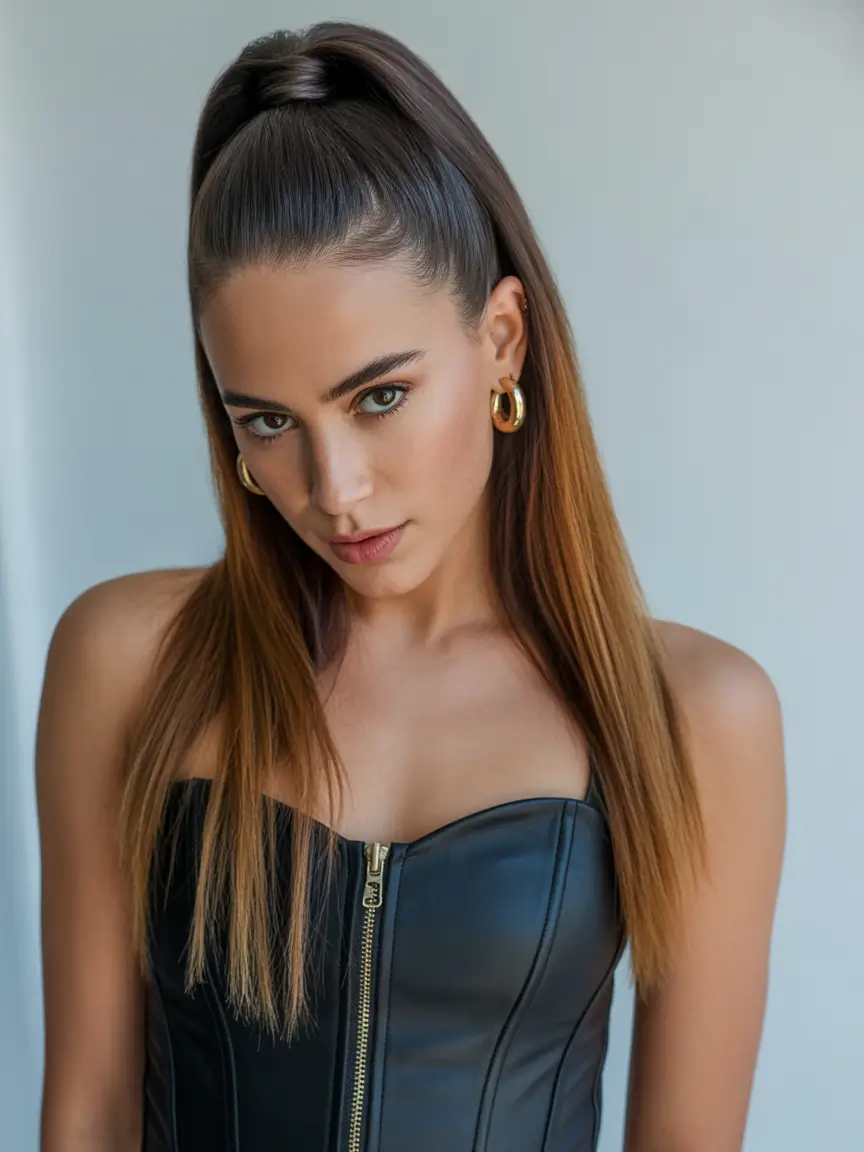 ponytail hairstyle The High Straight Ombre Pony