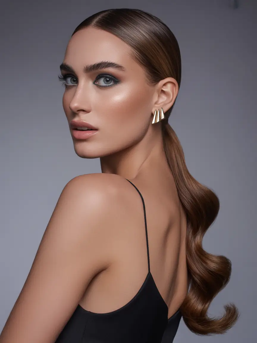 ponytail hairstyle The Sleek Vintage-Contour Low Pony