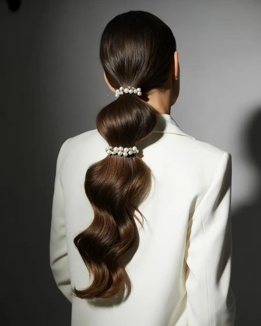 ponytail hairstyle Chocolate Ribbon Bubble Pony