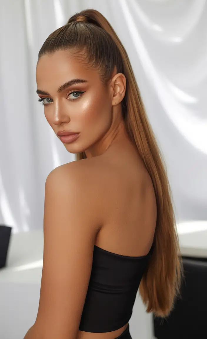 ponytail hairstyle The High Bronze-Length Power Pony