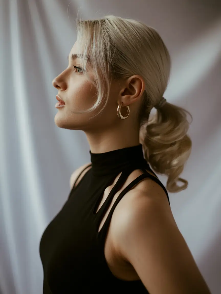 ponytail hairstyle The Soft Blonde Low Curl Pony