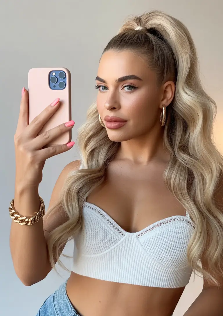 ponytail hairstyle Voluminous Honey-Wave High Pony