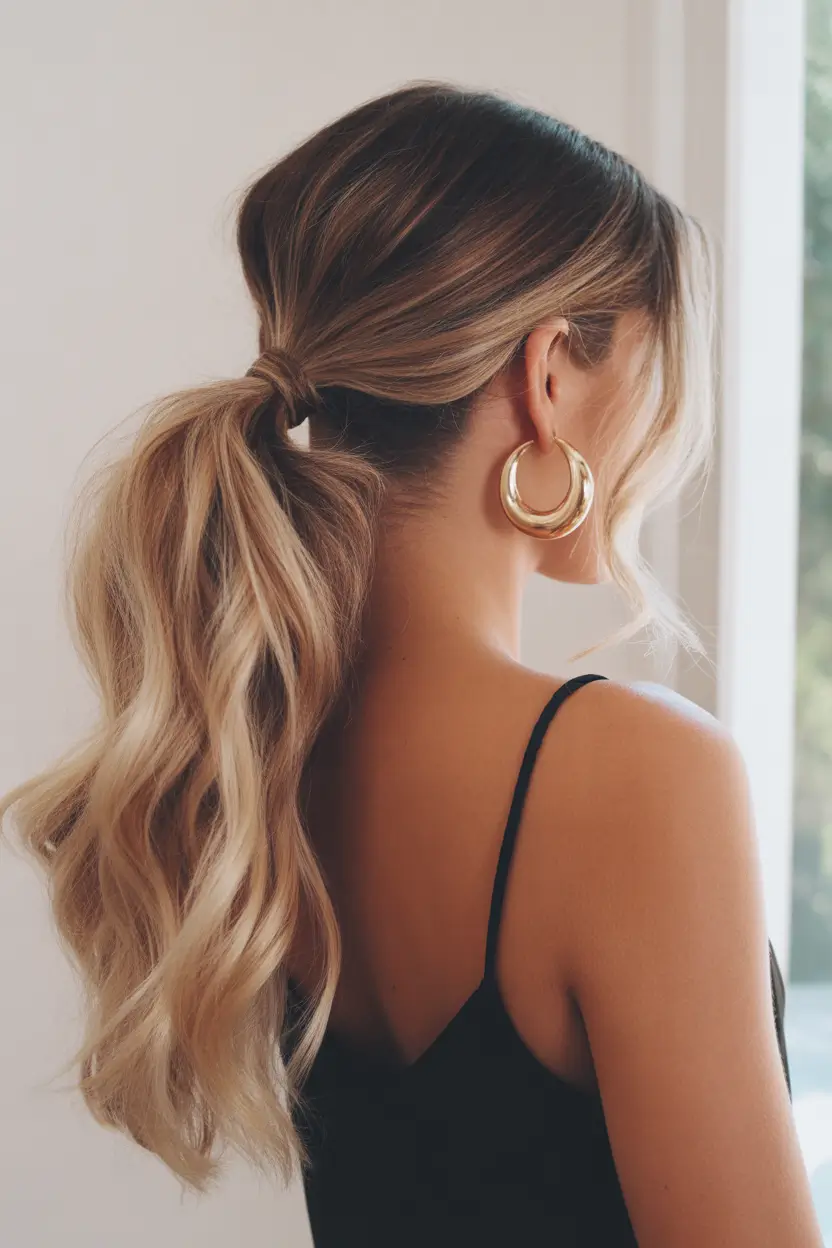 ponytail hairstyle The Soft Layered Wavy Low Pony