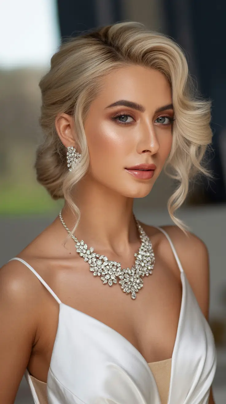 side part hairstyle Hollywood Sweep With Soft Glam Waves